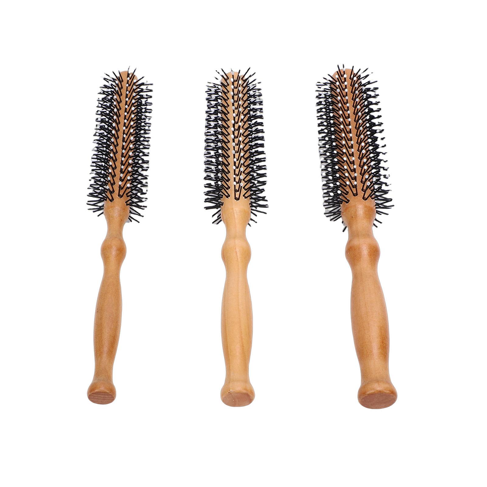 

3pcs Round Hair Brush Portable Travel Size Anti Static Handle Wooden Styling Brush for Men Women