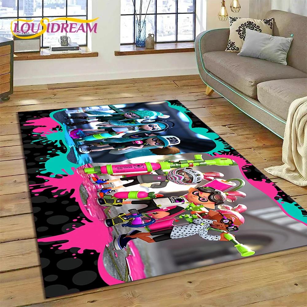 Splatoon3 PC hráč Kreslená hra Koberec do ložnice Obývací pokoj Dekorace domácí pohovky,Hra pro děti Velká dekorační rohož na podlahu Dárek