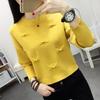 Women's Knitted Top Autumn Winter Korean Style Loose Sweater Crew Neck Pullover Long Sleeve Short Length Base Layer Upper Garment