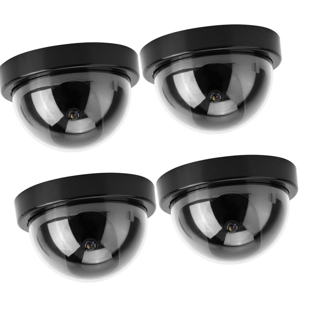 4pcs Dome Simulation Camera CCTV Dummy Fake Security Camera With Flashing Led Light