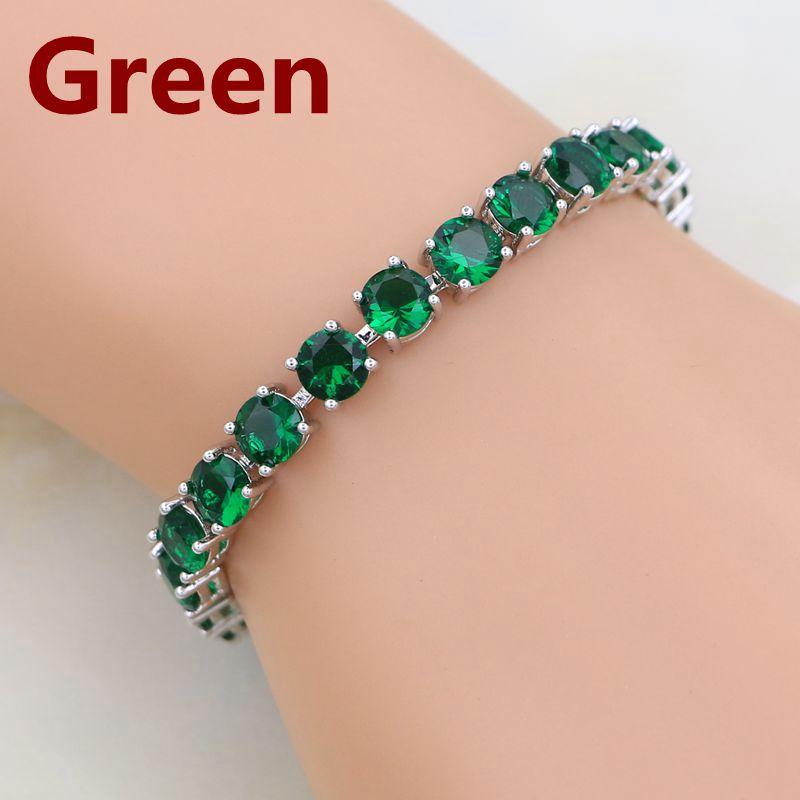 Gioielli in Argento 925 Bracciale a Catena Link con Granato Rosso Sposo e Zircone Bianco Creati 21cm Per Donne Scatola Regalo Gratuita