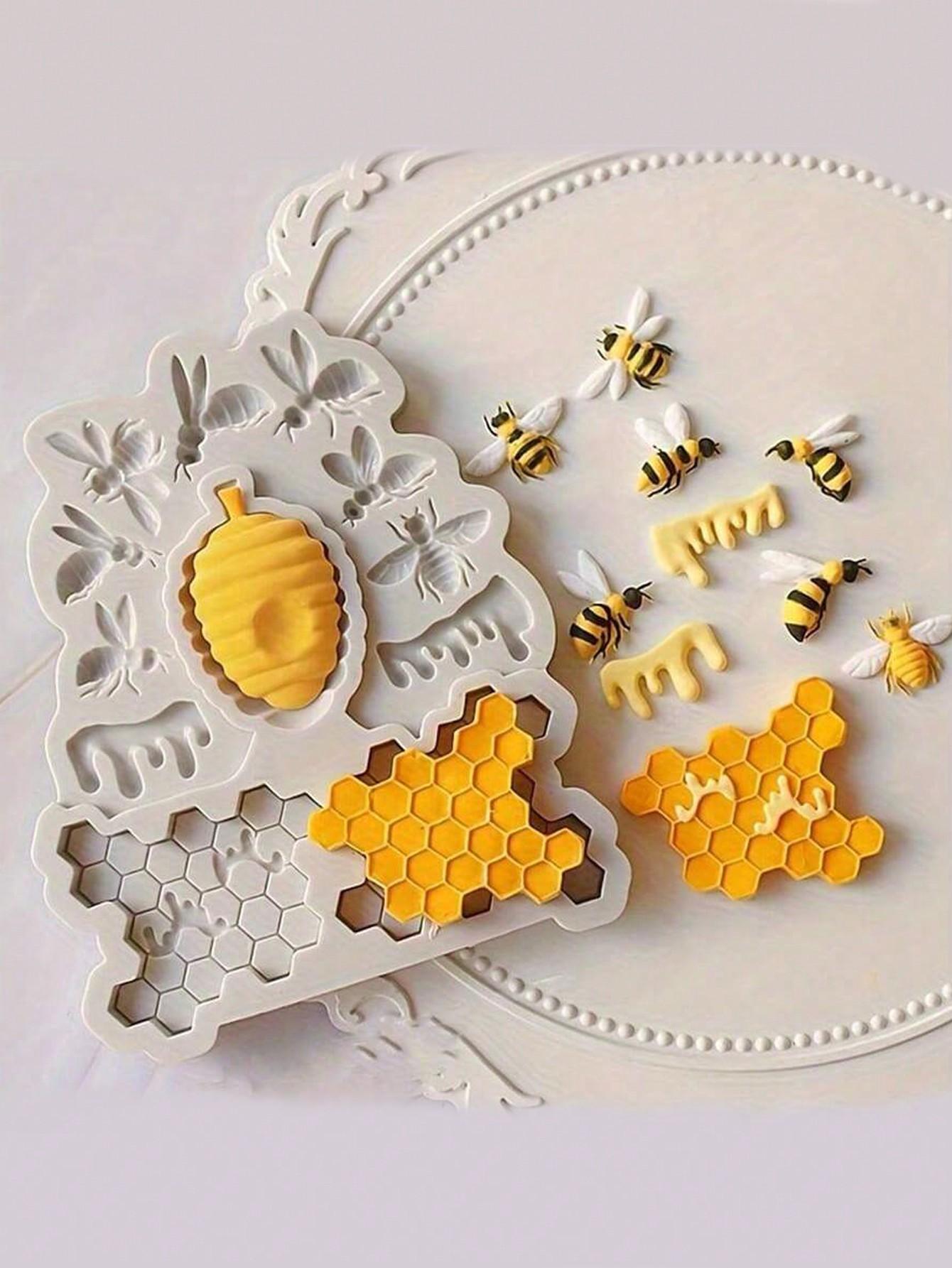 1pc Silicone Mold, Bee, Queen Bee, Honey And Honeycomb Shaped, Non-Stick Insect Silicone Mold Style-a серый