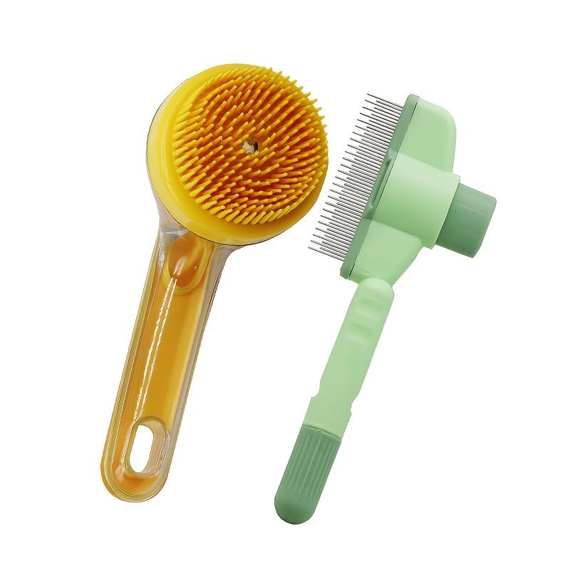 2pcs Soys Self-Cleaning Pet Massage & Bath Brush Suitable for Dogs & Cats with Built-In Shampoo Dispenser, Detangling Brush & Massager, Gentle