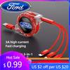 New 2026 Car Sticker Ford New 2025 Hot 3 In 1 Micro USB Type C Charging Cable Multi Charger For Ford S MAX Ranger Focus Fiesta M