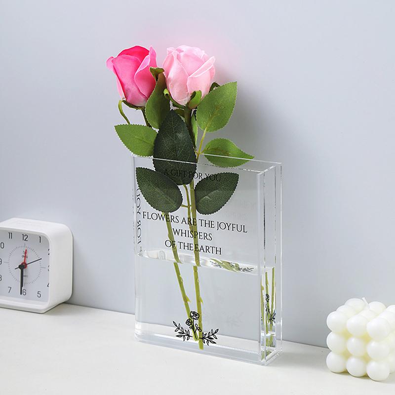Book Vase Acrylic Book Vase Desktop Vase Bookcase Decoration Aquatic Table Vase Flower Home Decoration Flower Arrangement