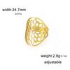 Cazador Hollow Flower of Life Women's Rings Adjustable Stainless Steel Open Rings Wedding Anniversary Jewelry Mother Day Gift