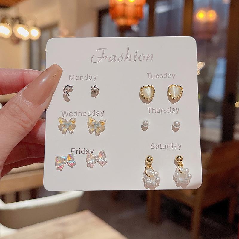 S925 Silver Needle Delicate Zircon Ear Set Small Stud Earrings