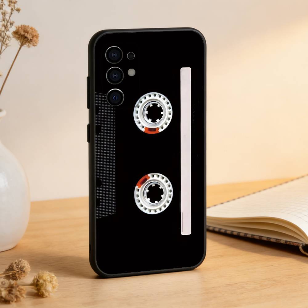 Cassette Tape Retro Style Phone Case Black Silicone Soft For Samsung S25,S24,S21,S22,S23,S30,Ultra,S20,Plus,Fe,Lite