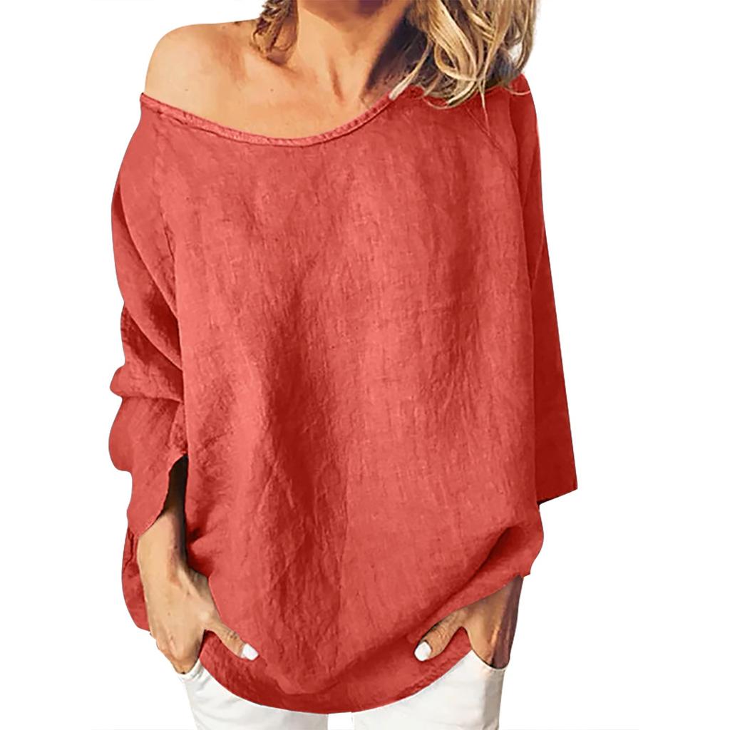 Women's Fashion Solid Color Round Neck Loose Long Sleeve Loose Top