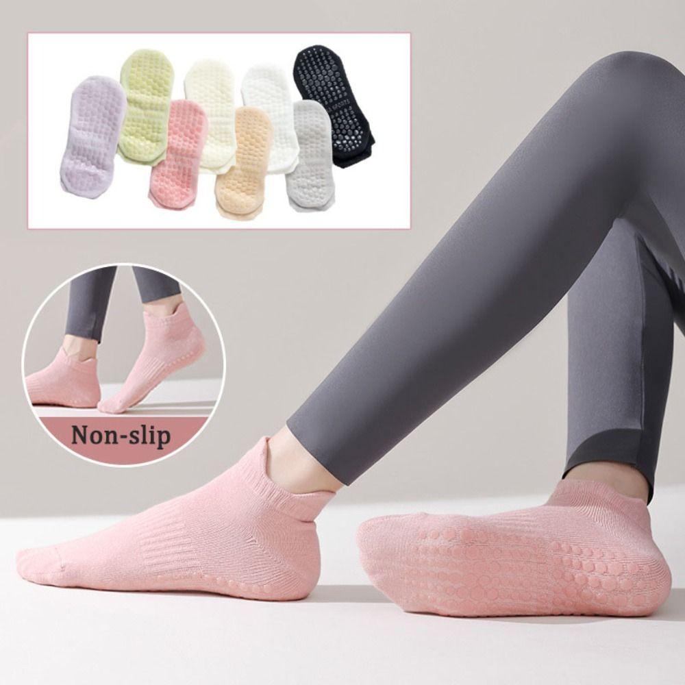 5Pairs Simple Anti-Slip Fitness Socks Sweat-Absorbent Short Tube Socks Yoga Socks Women  Dance