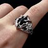 Retro Eagle Talon Adjustable Open Ring For Men Silver-plated Copper Gothic Punk Edgy Jewelry Bikers Accessories Gift for Him