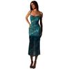 Summer Slim Fit Slip Dress Pure Desire Style High End Midi Dress Women Mature Style French Retro Patchwork Slim Sexy Elegant Women Maxi Dress