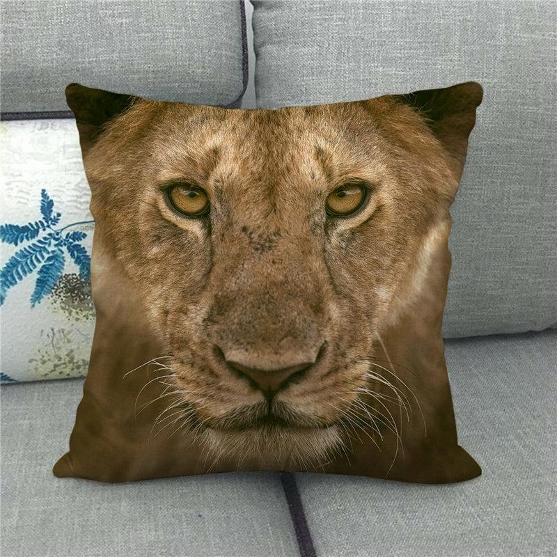 Wild Animals: Lions, Tigers Digital Printing Short Plush Pillow Covers For Car Sofa Office Cushion Cover Home Goods 60X60Cm