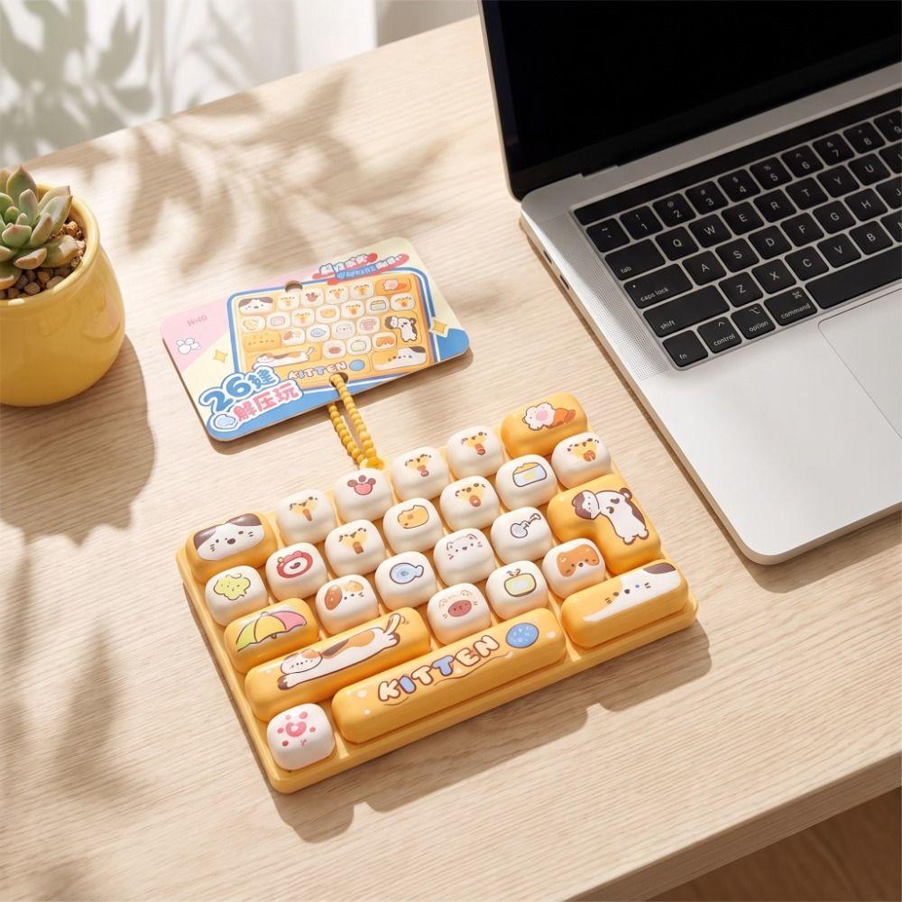 Cute Design Decompression Button Toy 26 Key Keyboard Keychain Accessories Gift