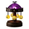 xiaobudian Ghost Carousel Light, Halloween Night Gothic Stained Glass Shade with Floating Ghosts/Pumpkins, Spooky Table Lamp for Bedroom Home