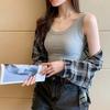 Women Ribbed Tank Top Scoop Neck Sleeveless Camisole Top Fitted Basic Summer