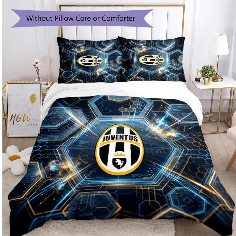 Set Biancheria da Letto 3 Pezzi con Stampa Pattern Juventus FC Morbido Delicato sulla Pelle Lavabile Copripiumino e Federe Set Stagione Unica Camera da Letto