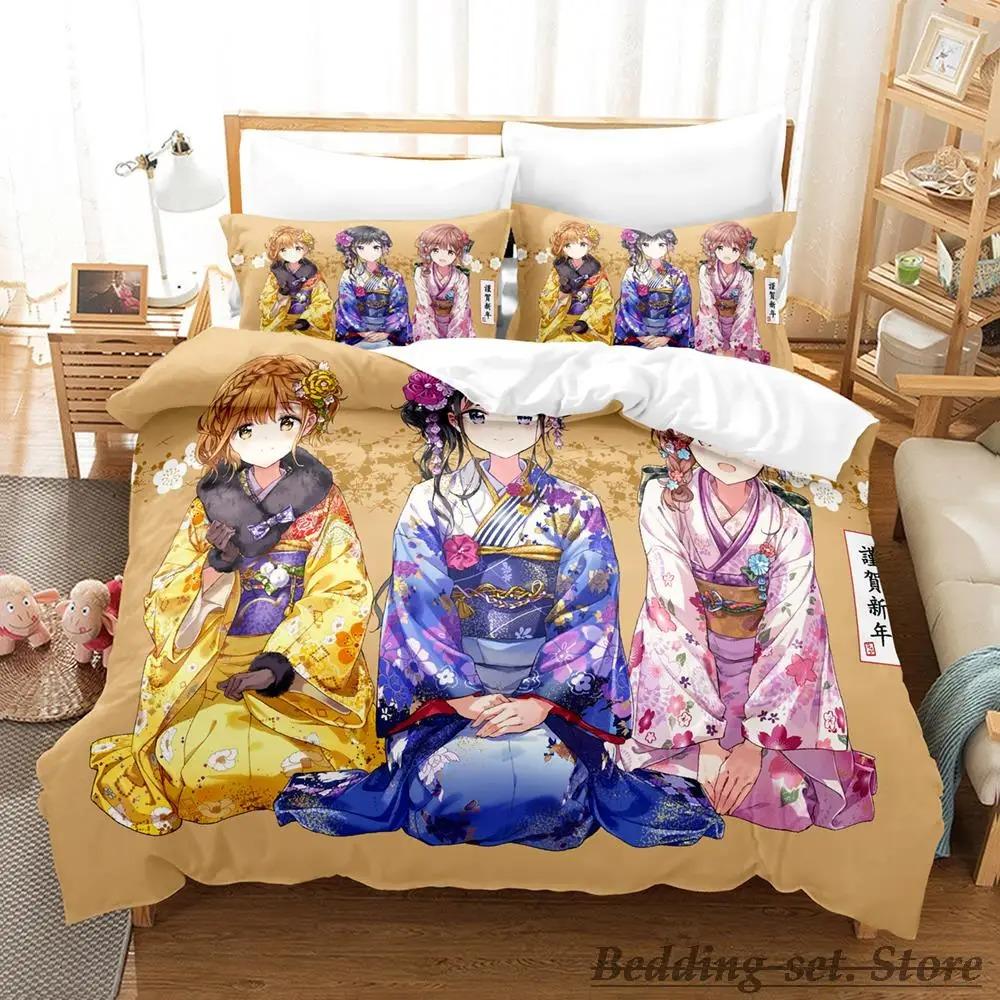 Comfortable Anime Print Bedding Set With Duvet Cover And Pillowcases Single Twin Full Queen King Sizes For Adults And Kids