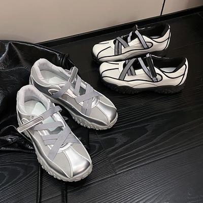 Nuevos zapatos Mary Jane casuales de verano para mujer 2025 de plataforma funcional de fondo plano, zapatos individuales retro de ballet, sandalias deportivas