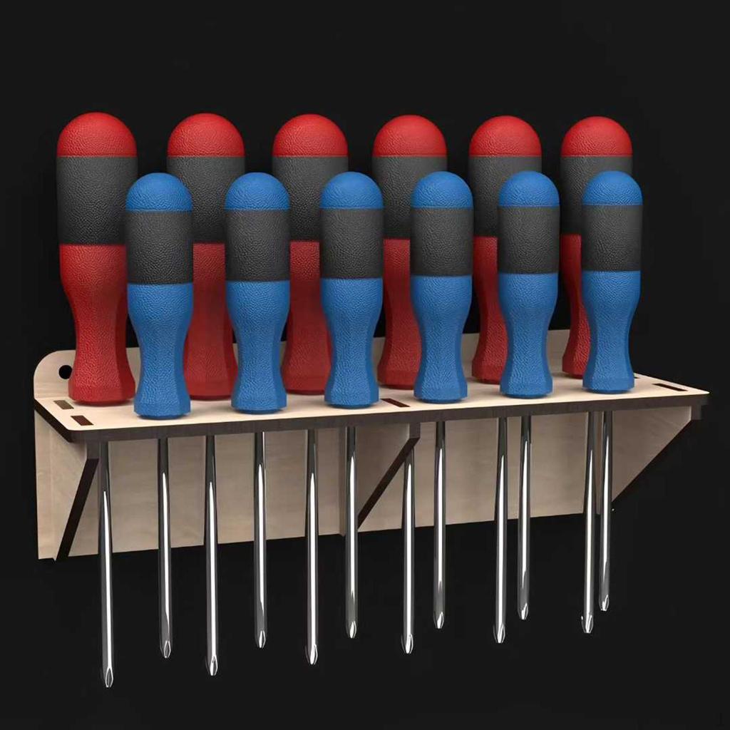 Suport Șurubelnițe Montat pe Perete Umeraș Organizator din Lemn cu Mai Multe Găuri Instrument pentru