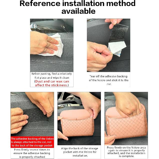 Car Door Organizer, PU Leather Storage Pouch With Strong Sticky Back For Phone, Keys - Fits Car Seat Side Pocket & Console Gap, Universal Car