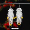 Miao Yin earrings original niche retro Dongling jade earrings long fringed earrings women