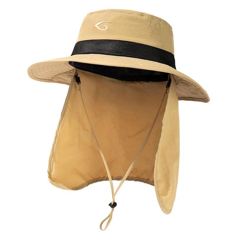 

[TOP-EX] Safari Hat Men s Mesh Adventure Hat Foldable Boonie Hat Hooded Neck Cover UV Protection Sunshade Hat Wide Brim UV Outdoor Bicycle Climbing