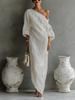 European Spring/Summer Women's Off-the-Shoulder Long Sleeve Midi Dress