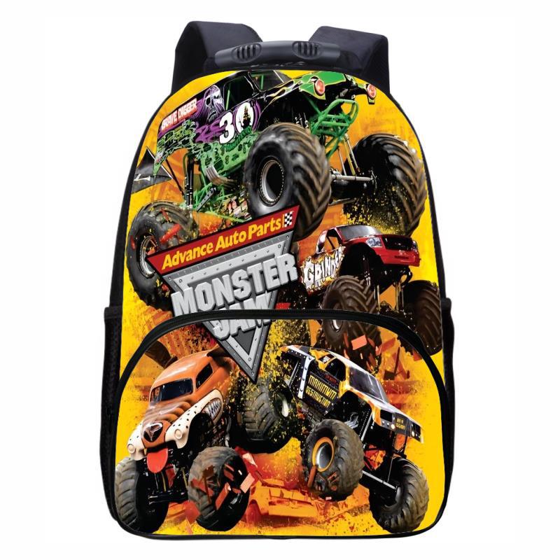 Monster Jam Truck, Round Front Bag Backpack for Primary, Secondary, and High School Students, Male and Female Backpacks