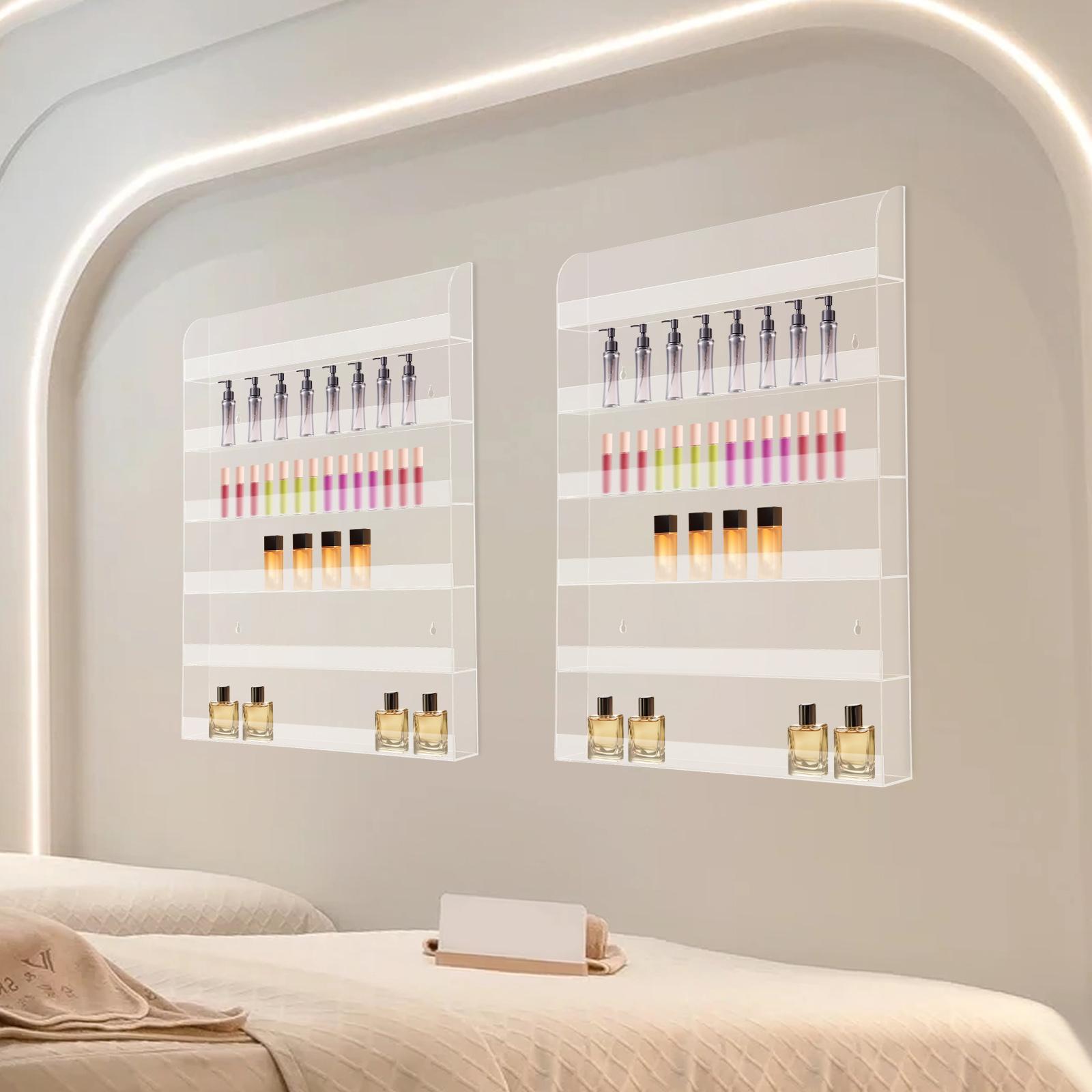 

6 Tiers Nail Polish Wall Mounted Acrylic Display Rack,2 Pack Clear Nail Polish Wall Racks, 51*5*61cm for Home,Nail Stores чистый