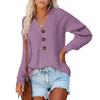 Womens V-Neck Knit Sweater Loose Fit Cotton Long Sleeve Winter Casual Top