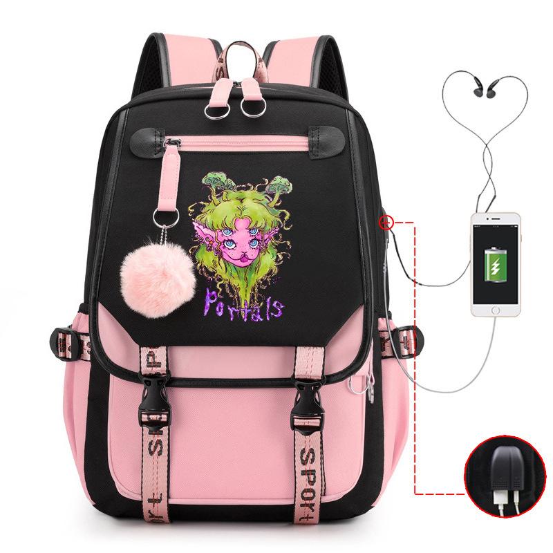 Peripheral Printed Backpack Female Fashion Student Multifunctional Casual School Bag