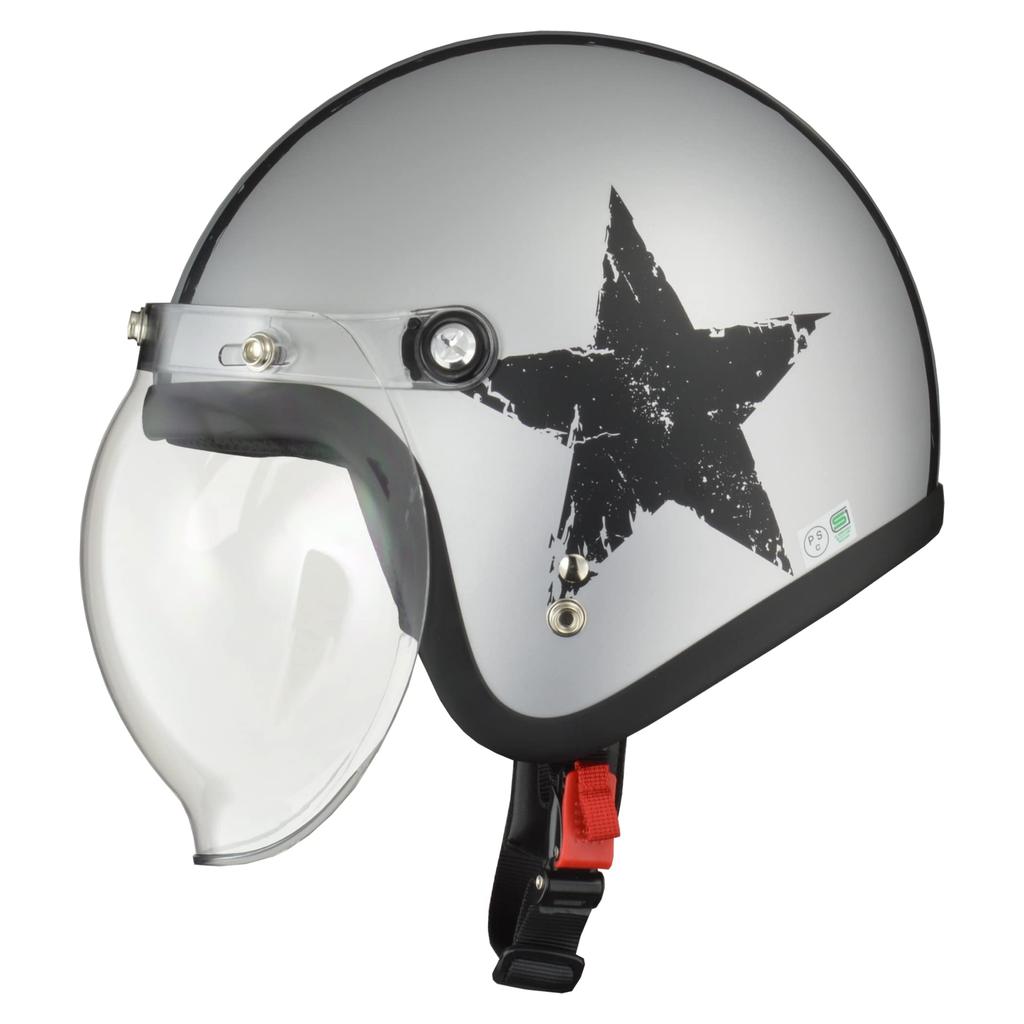 LEAD Motorcycle Jet Helmet MOUSSE Star Silver Free Size (57-60cm) -