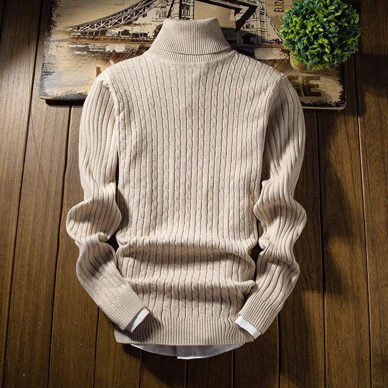 Men's White Turtleneck Sweater Pullover