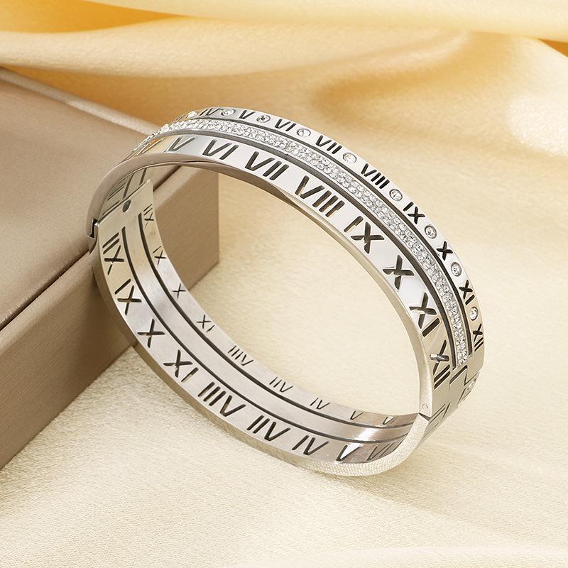 Roman Numeral Stainless Steel Buckle Bracelet for Women