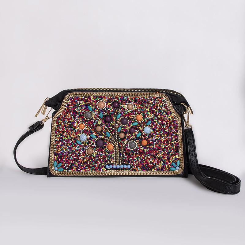 Bohemian Shell Shape Purse With Flower Embellishments For Daily Wear