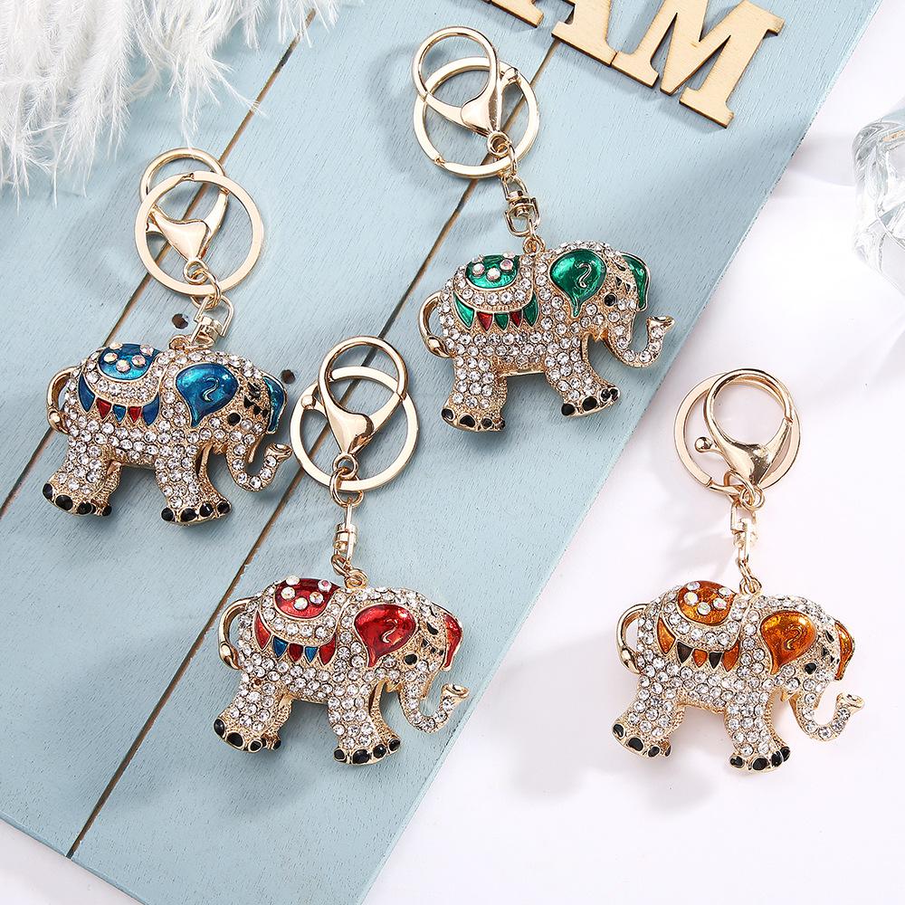 1PC Diamond Elephant Keychain Pendant Animal Theme Cartoon Keychain Creative Small Gift Car Keychain Bag Pendant