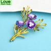 Purple Orchid Flower Brooches Pearl Enamel Flower Nuptial Weddings Event Party Event Office Brooches Pins For Women Giveaway GiftsFlower Jewelry