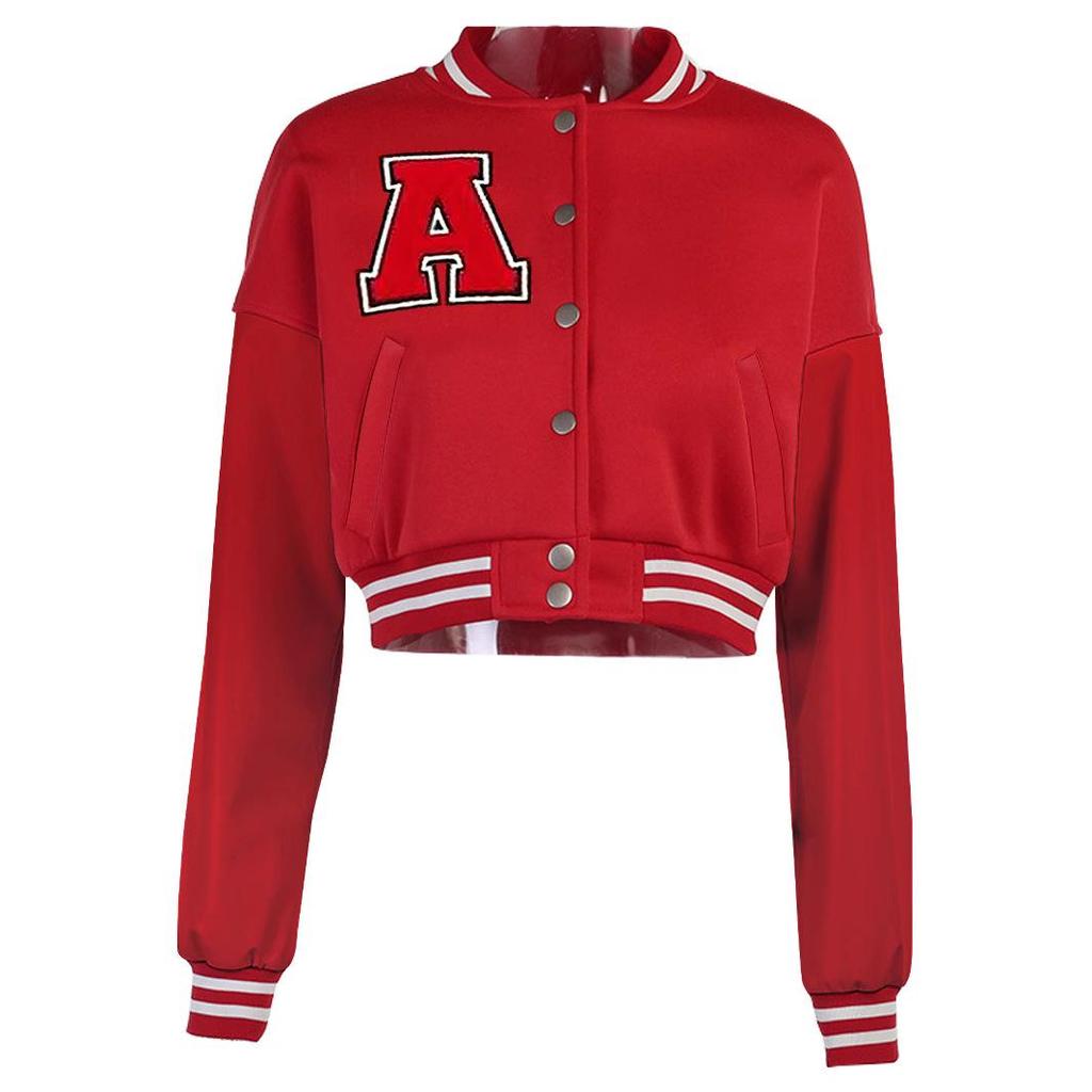 Damen A-Linien Baseballjacke mit Druckknöpfen