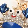Keychain Pendant Sparkling Rhinestones Inlaid Crab Design Key Holder with Lobster Clasp Lightweight Car Bag Accessory