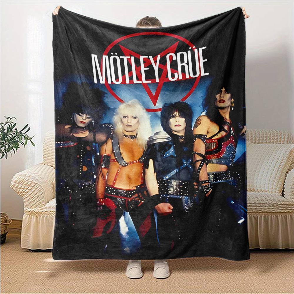 Motley Crue Heavy Metal Flannel Blanket Super Soft Warm Cozy Blanket For Sofa Bed Office Travel Allseason Home Decor Gift