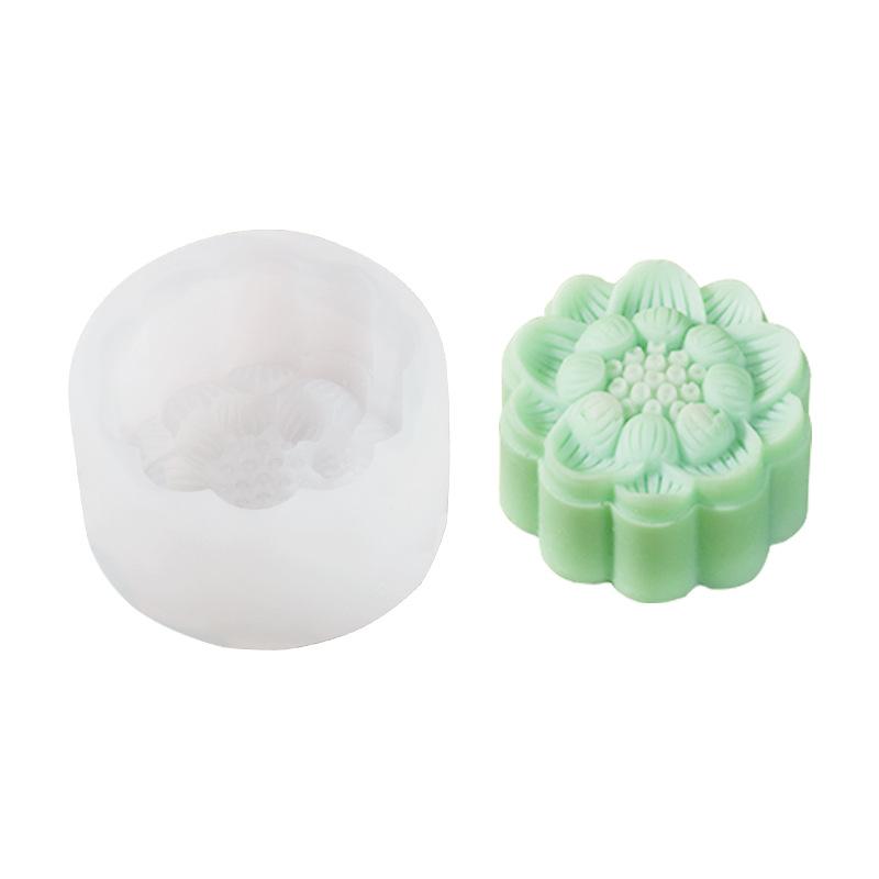 Round Silicone Mooncake Mold Mung Bean Cake Baking Tool Candle Making Kit
