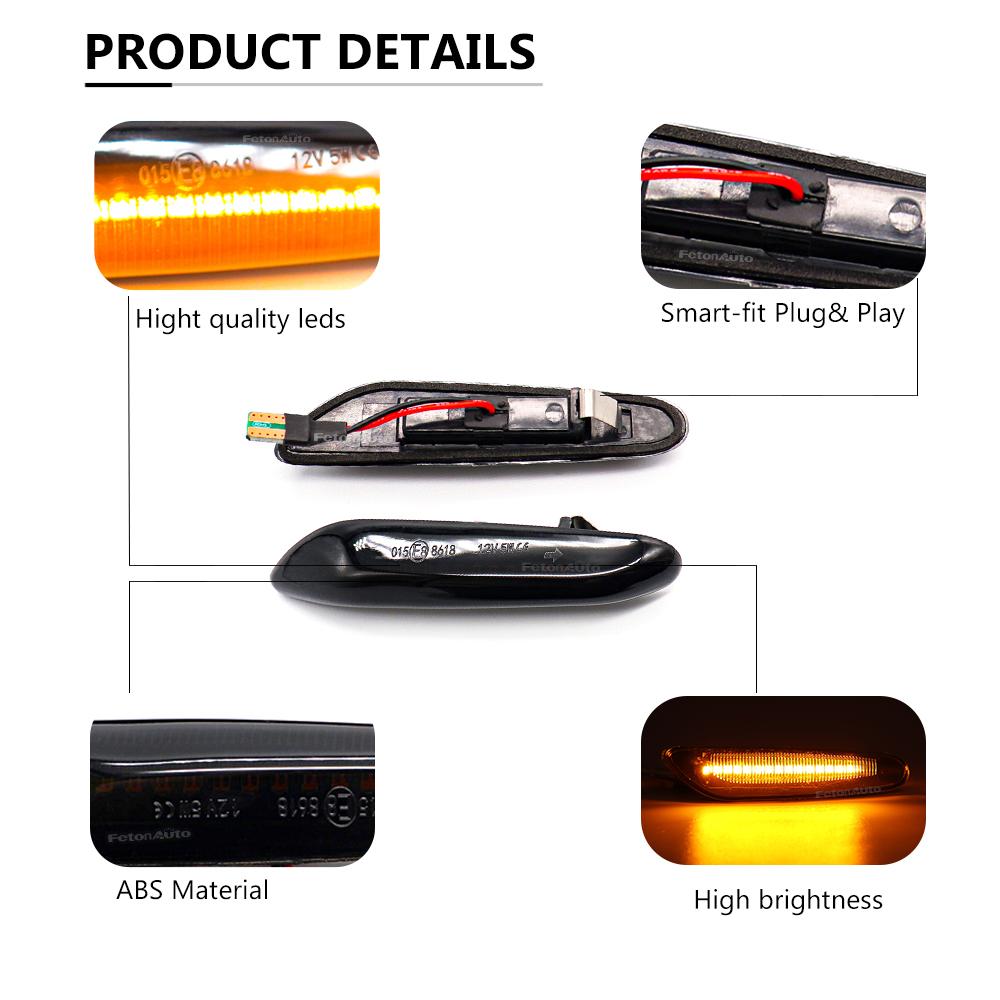 2 Pcs Dynamic Flasher Turn Signal Side Marker Lights Running Water For BMW E90 E91 E92 E93 E60 E87 E82 E61 E46 LED LightsTurn Signal 2
