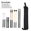 Bamboo Bundle Drumsticks Drumstick Set 5 Pairs Drum Sticks Mallets Brushes with Oxford Cloth Bag for Practice Performance