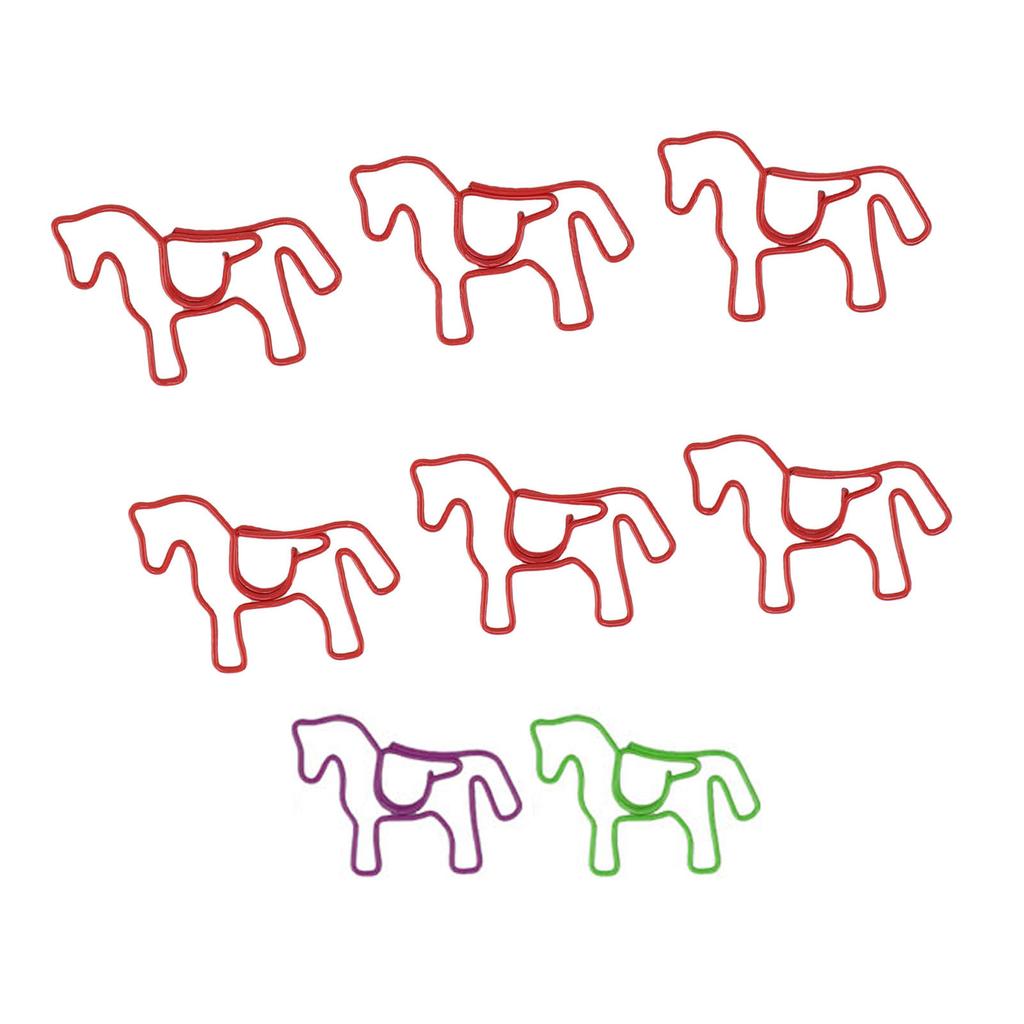 100PCS Horse Shaped Paper Clips Cute and Interesting Bookmark Clips for Office Documents Craft Makin