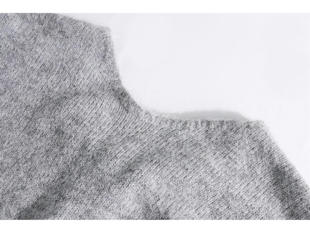 Šedý úpletový svetr s mašlí v korejském stylu: Módní, Zeštíhlující, Streetový styl pro podzimní ženy