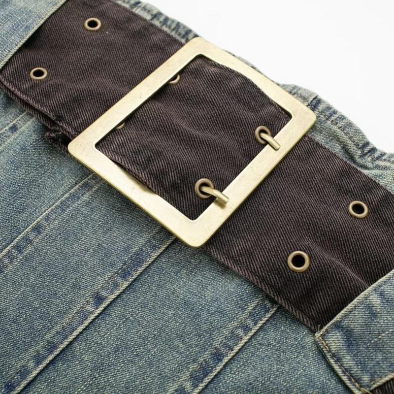 Vintage šaty Y2k Jednodílné korzetové džínové šaty z roku 2000 s páskem Skládaný Mini Krátké Jean Modré šaty Hottie Summer Women