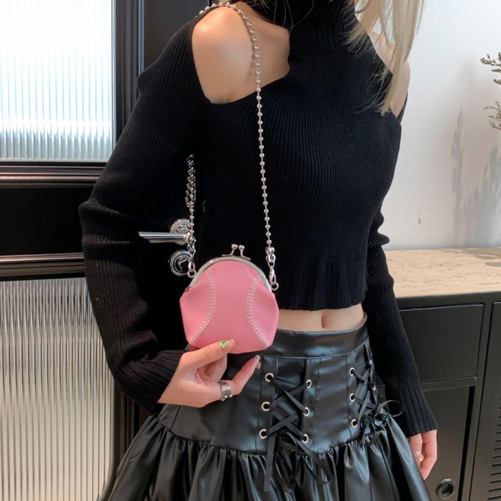 Personalizovaná řetízková mini skořepinová taška Vtipný baseballový design Vintage crossbody kabelka Dárek