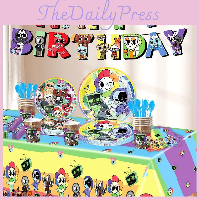 Set Decoratiuni Petrecere Tematica Lumea lui Dandy Cu Farfurii de Hârtie, Pahare și Stindard Pentru Ziua de Naștere a Copiilor