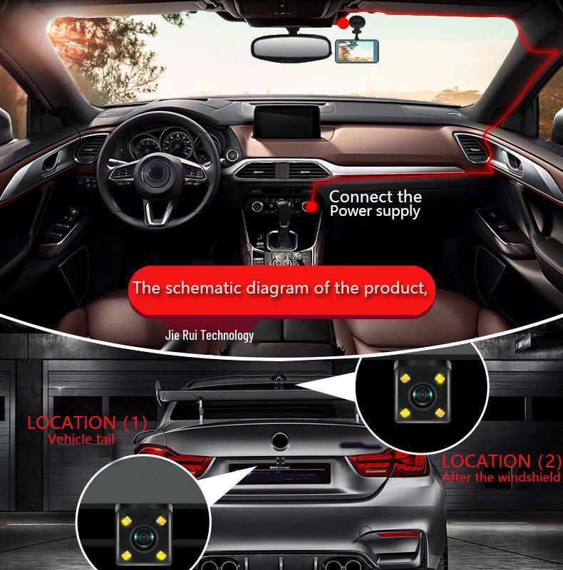 HD Dual Camera Car Recorder with 4-inch Touch Screen and Reversing Image